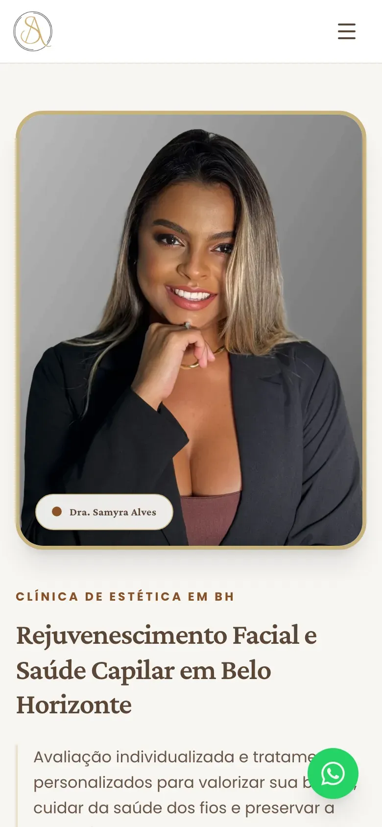 Site Dra. Samyra Alves no celular